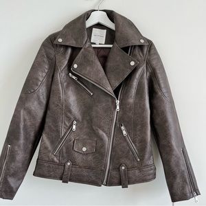 Avec Les Filles FAUX-EVER LEATHER QUILTED BIKER JACKET